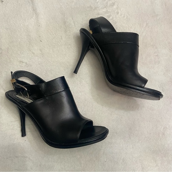 Balenciaga heeled slingback peeptoe mules black leather 38.5 - Picture 2 of 11
